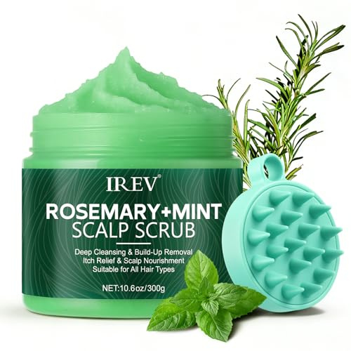 Scalp Scrub, Rosemary Scalp Exfoliator, Scalp Exfoliator Scrub for Deep Cleansing and Hair Care, Nourishing Hair Scrub with Scalp Massager, For All Hair Types, 10.6oz /300g