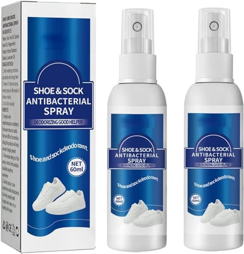 Spray désodorisant pour pieds et chaussures 60 ml - Élimine les odeurs antibactériennes des chaussures, Contrôle les odeurs des pieds, rafraîchit les baskets, bottes et armoires à chaussures