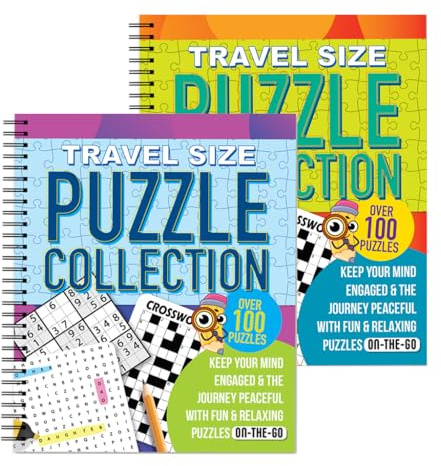 Sixstore A5 Spiral Bound Travel Size 3 in 1 Sudoku, Ricerca Parole, Cruciverba Collection Book, 2 Libri Fornitura