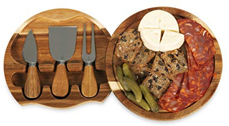 TOSCANA - a Picnic Time brand Acacia Brie Cheese Board and Knife Set - Charcuterie Board Set - Wood Cutting Board, (Acacia Wood) 7.5 Inches