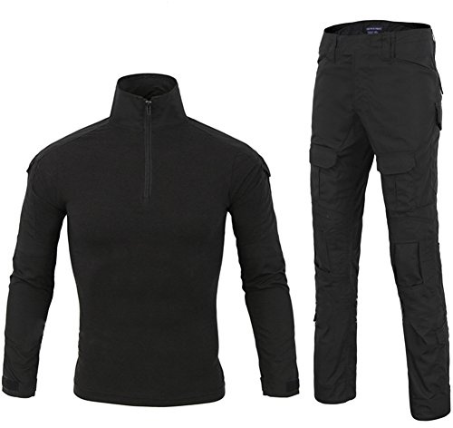 LANBAOSI Airsoft Tarnanzug Herren Paintball Combat Shirt Taktische Hose Langärmlige mit 1/4 Reißverschluss Militär Anzug Outdoor Camouflage Jagdbekleidung BDU