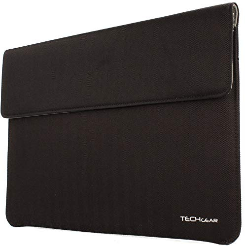TECHGEAR Ultra Slim [Tweed Effect] Laptop Envelope Sleeve Case Cover with Pocket fits Apple MacBook Air 11 Inch, Macbook 12 Inch, iPad Pro 12.9 & other Tablets, Notebooks of similar size [ONYX]
