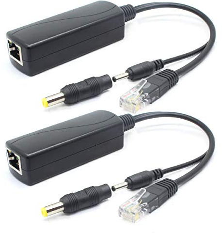 ANVISION Paquet de 2 séparateurs PoE 5 V, Adaptateur 48 V à 5 V 2,4 A, Prise 3,5 mm x 1,35 mm, connecteur 5,5 mm x 2,1 mm, Conforme IEEE 802.3af, pour caméra IP et Plus