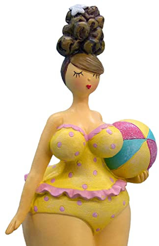 Pommerntraum ® | Dekorationsfigur Sammlerfigur mollige Maritime Badenixe mit Strandball Nana Lady Dame Rubensfigur Rubensdame - Hommage an Niki de Saint Phalle