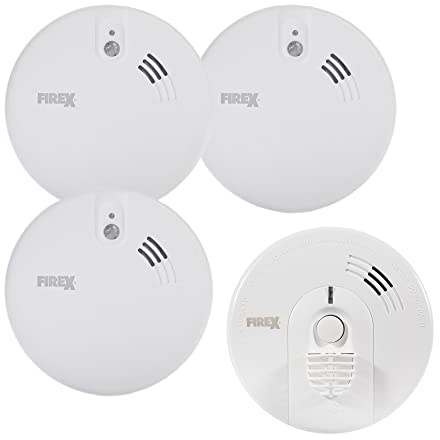 Kidde Firex KF Series Mains Powered Fire Alarms Kit (3 Smoke & 1 Heat) with Alkaline Back-up Battery