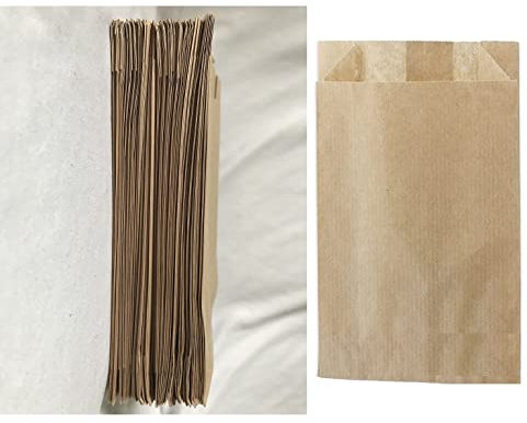 VEZODEK 50 Stück Papiertüten Klein Mini 20x12cm, Es Kann wie Verwendet Werden Kraftpapier, Geschenktüten Kindergeburtstag, Butterbrottüten,Süßigkeiten