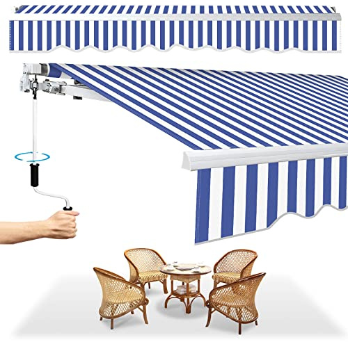 Herrselsam Toldo con brazo articulado, 300 x 250 cm, toldo retráctil con manivela, protección solar contra el agua, ángulo ajustable hasta 30 grados, requiere montaje, incluye soporte de pared, color