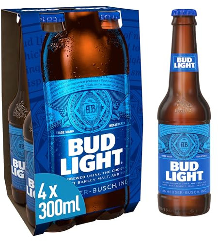 Bud Light Beer, 4 x 300ml bottles
