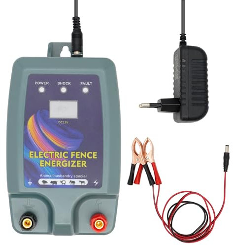 Svauoumu 5km Pastor Electrico 12V, Para Oveja, Cerdo, Caballo, Valla de Pastos, Enchufe UE, Valla Eléctrica Para Perros