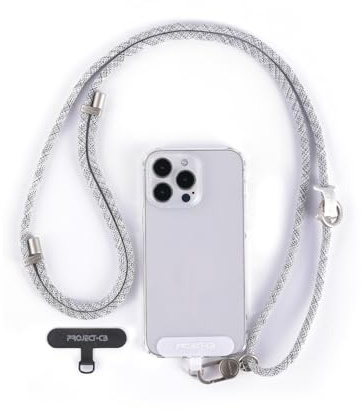 project-cb Collana Per Telefono Regolabile A Tracolla E Intorno Al Collo 1,Toppa Per Cordino Cellulare 2,Tracolla per Telefono,Cinturino per Telefono Regolabile 80-160cm(Nero Nebbioso-S)