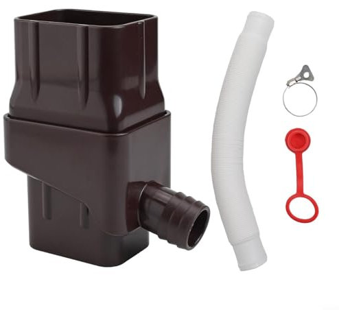 FACAIIO Sistema di raccolta dell'acqua piovana deviatore 5 x 7,6 cm connettore per barili di pioggia irrigazione giardino (marrone scuro)