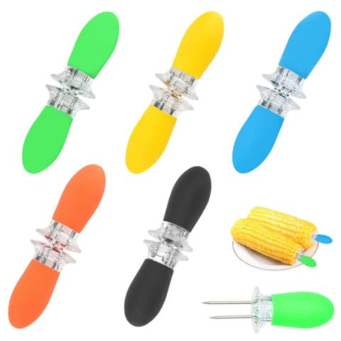 10 Pcs Pinchos para Mazorcas de Maíz Tenedor para maíz Inoxidable Soportes de Mazorca de Maíze Brochetas de Frutas y Barbacoa con Mango de Plástico para Cocina Fiesta Camping Picnic