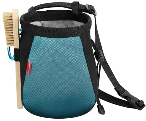 MoKo Borsa per Gesso da Arrampicata, Sacchetto per Gesso per Sport Borsa Professionale per Gesso con Cintura Regolabile e Moschettoni, per Alpinismo Sollevamento Pesi Ginnastica, Nero+Azzurro