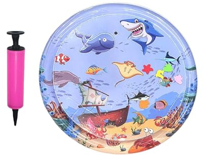 Derwrtup Tapis rafraîchissant pour chats, jouet aquatique interactif, rond, coussin de jeu, pour dormir, piscine, chambre d'enfant, natation, été, camping, voyage et activités de plein air