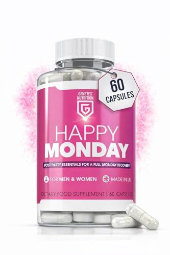 Happy Monday Post-Rave Wellness Supplement – Natural Party Recovery Support with Ashwagandha, & Valerian Root – Mood, Energy, Focus & Relaxation Formula – UK Made 60 Vegan Capsules