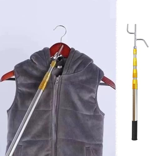 Båtkrokar Teleskopisk Klädkrokstång, Lätta Klädkrokar med Hög Räckvidd/Båtskrok, 63–680 cm Halkfria Klädkrokar med Gummihylsa(145-570cm/57-225)