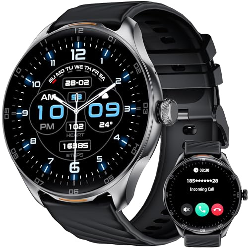 OUKITEL Reloj Inteligente Hombre Redondo, 1.39 HD Smartwatch Hombre con Llamadas Bluetooth, 100+ Modos Deportivos Smart Watch, SpO2/Pulsómetro/Monitor de Sueño, Impermeable IP68 para Android iOS