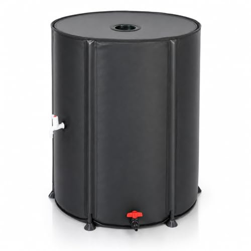Réservoir d'eau de pluie pliable - 500 litres - Réservoir d'eau de jardin en PVC 500D avec robinet et raccord pour tuyau - Ø80 x H100 cm - Écologique et résistant aux rayons UV