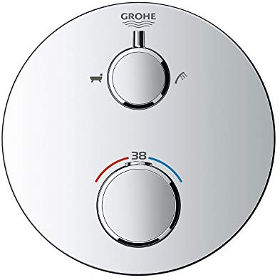 Grohe Gro-24077000 Miscelatore Termostatico Vasca-Doccia a 2 Vie con Deviatore, Cromo, ‎20 x 18 x 24.3 cm