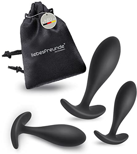 Liebesfreunde® Butt Plug Set – 3 Anal Plugs aus Silikon, hautfreundlich, samtweich & phthalatfrei – mit Sicherheitsfuß – Sexspielzeug für Anfänger & Fortgeschrittene
