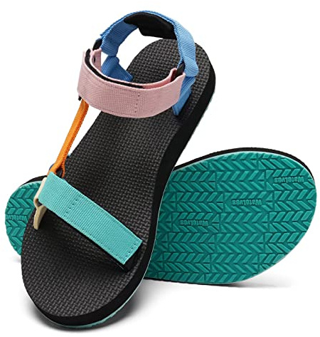WateLves Womens-Sport-Sandals Hiking Sandals with-Arch-Support Webbing-Outdoor-Beach-Water-Sandals for Travel-Walking-Trekking-Camping(Colorful,37)