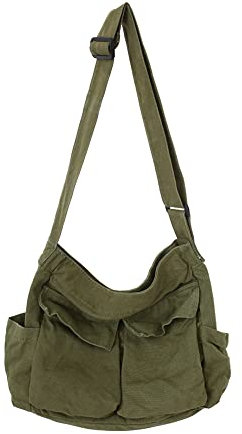 Canvas Messenger Bag Herren Groß Kapazität Umhängetasche Hobo Crossbody Bag mit mehreren Taschen für Herren Damen