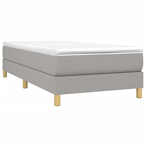 vidaXL Estructura de Cama con Somier, Somier Individual de Listones, Base de Cama Tapizada, Mueble para Dormitorio Hogar, Tela Gris Claro 100x200 cm