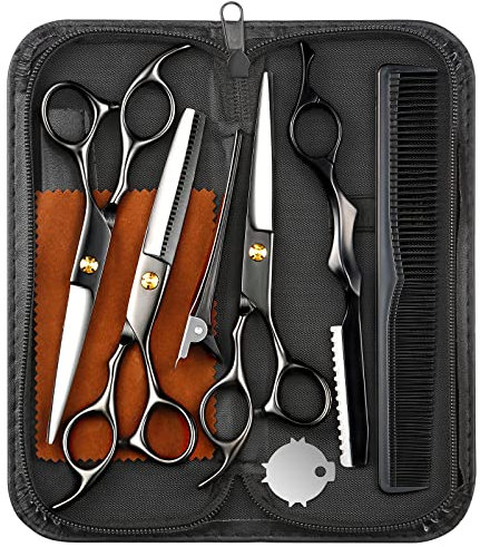 Wenshall Friseurschere für Professionelle Salons Haarschneideschere-Prämie Schere Haare Schneiden mit Extra Scharfen und Präzisen Schnitten Haarschere für Männer, Frauen und Erwachsene（6,5, Schwarz)