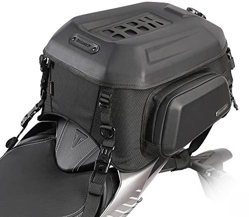 Rhinowalk Motorcycle Travel Luggage Expandable Motorcycle Tail Bag 35L Waterproof All Weather/Trunk/Rack Bag with Sissy Bar Straps-Matt Black