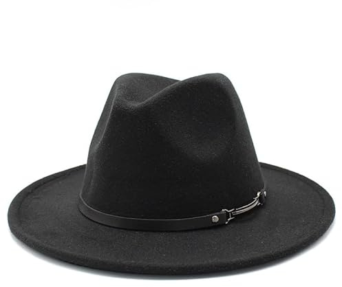 Xingyue Aile topp & Cowboy Hattar Ylle, herr- och damhatt, retro platt brättad, stor hatt, parhatt, herrhatt (Färg : Svart)