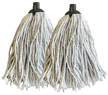 REQUISITE NEEDS long cotton floor mop – Looped string with detachable head and handle ergonomic design lightweight easy to use Includes 2 strings heads (pack of heads), Grey