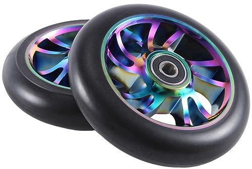 Tsudoku 2 Piezas de 110 Mm, Coloridas Ruedas de Aluminio para Patinete AcrobáTico, Ruedas de Aluminio para Patinete, Accesorios para Patinete