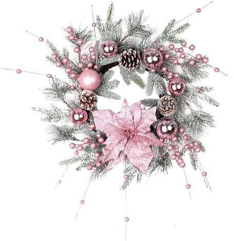 20 Inch Christmas Wreaths for Front Door, Large Artificial Christmas Wreath with Pine Cones, Berries and Xmas Flowers,Xmas Winter Wreath for Door/Wall/Windows