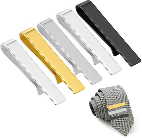5 Stück Herren Krawattennadel, Skinny Krawattenklammer, Krawattennadeln Kupfer, Dünn Tie Clip Set, Klassischer Business-Stil für Valentinstag Weihnachten Hochzeit Alltag, Vatertagsgeschenke