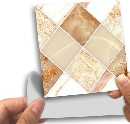 Tile Stickers 10Cm X 10Cm Rose Gold Kitchen Tile Stickers for Bathroom Stick on Wall Tiles Backsplash for Kitchen Stick on Tiles Self-Adhesive Vinyl Home Decoration-54