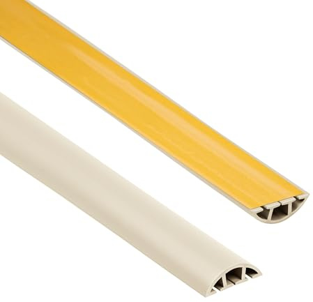 Quest Canalina Passacavi, Passacavi da Pavimento in PVC - Larghezza 40 mm - Guida per Cavi da Pavimento, Protezione Antiinciampo - Copricavi a 3 Canali - Lunghezza 200 cm, Beige