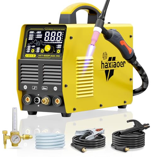 haxiaoer Aluminum TIG Welder AC/DC 240V with Pulse, [Large LED Display] 200A Digital Inverter AC Pulse TIG/AC TIG/DC Pulse TIG/HF TIG/ARC Welding Machine HXT200P AC DC Pro