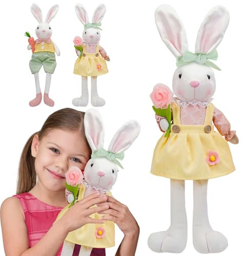 ACTOYS Peluche Lapin, Peluche Mignonne, Lapin Peluche Grande Oreilles, Lapin en Peluche Tout Doux, Jouet en Peluche de Lapin, Peluche Lapin de Pâques, Noël, Anniversaire, Cadeaux pour Enfants (Fleur)