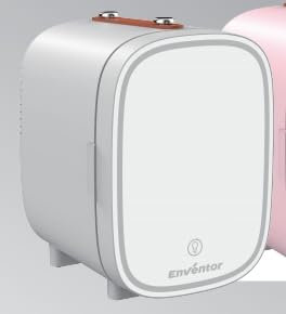 Enventor Mini-Kühlschrank 4L/6 Dosen, Kosmetik Kühlschrank mit Dimmbarem LED-Lichtspiegel, AC+12V DC, Kühler & Wärmer für Schlafzimmer, Zuhause, Auto/Hautpflege und Lebensmittel, Weiß