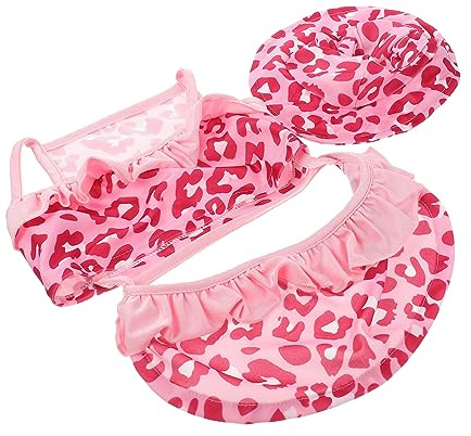 GANAZONO 1juego Bañador para Perros Diseño De Leopardo Ropa De Verano para Mascotas Traje De Playa Transpirable y Cómodo para Cachorros para Perros Pequeños y Medianos Incluye Sombrero