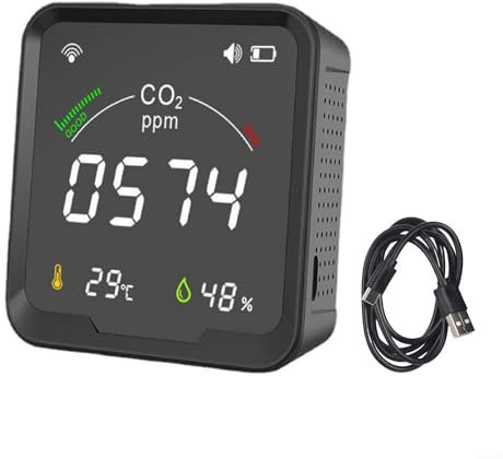 Détecteur de dioxyde de carbone, pour Tuya WiFi pour moniteur numérique intelligent de dioxyde de carbone, détecteur de qualité de l'air 3 en 1 pour la maison, la cuisine
