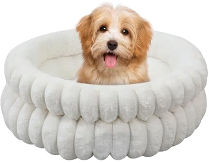 YNPQTDS Lit pour chiots, coussin donut pour animaux de compagnie, 50 cm, rond, amovible, lavable, apaisant pour chien, chiot, chat, intérieur et extérieur, lieu de repos | Canapé-lit pour