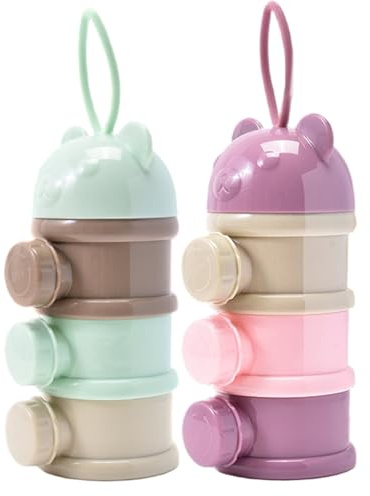 2Pcs Baby Powder Dispenser, 3x7 Portable 3 Layers Baby Formula Container, Practical Multi-Use Milk Powder Formula Dispenser for Outdoor Travel Milk