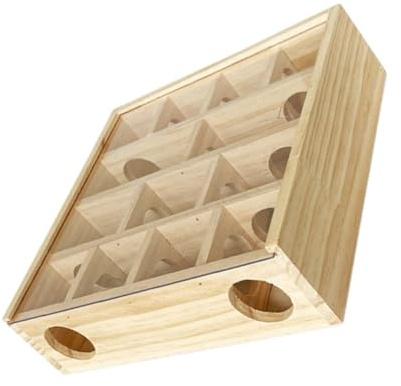 UKCOCO Wooden Hamster Maze with Teeter Board 25x25x7cm, Multi-grid Chinchilla Maze Pet Accessory for Small Animals Household Play