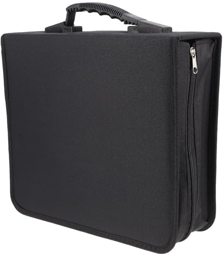 VILLFUL Custodia Porta CD Dvd 240 Pezzi Oxford Nero Maniglia, Organizer per CD e Dvd, Borsa Portatile per Collezionisti e Appassionati di Musica e Videogiochi