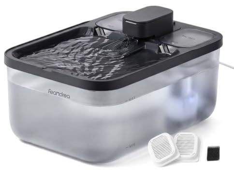 Feandrea Fontaine a Eau pour Chat, 4,5 L, 2 Filtres et 1 Éponge | Distributeur d'Eau, Silencieux, Arrêt Automatique, 28,7 x 19,3 x 17,3 cm, Noir d'encre, Collection BOXAL PWF001B101