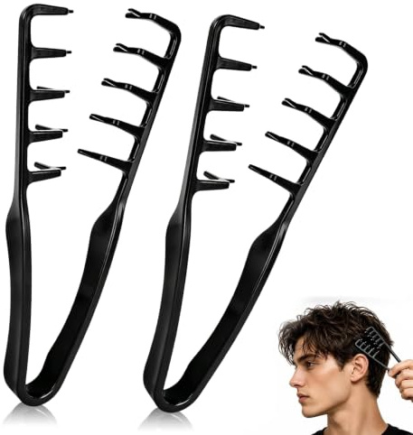 2 Pièces Peigne Cheveux À Texture Pliable,Peigne Grosse Dent Large,Brosse À Cheveux Bouclés,Outil Volumisant les Racines,Pour Un Toilettage Volumineux et Précis pour Femmes Et Hommes(Noir)