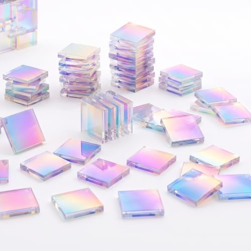 100 Piezas Azulejos de Mosaico Acrílico 2 x 2 cm Mini Azulejos Holográficos