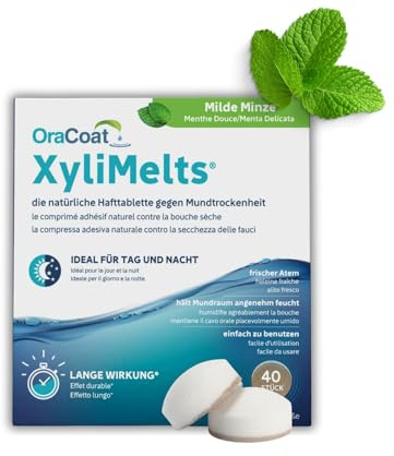 OraCoat XyliMelts - 40 pastillas adhesivas contra caries y sequedad bucal - Menta suave