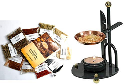 Weihrauchbrenner incl. 10-teiliges Schnupper-Set mit Kräutern und Harzen, incl. 32seitige Broschüre
